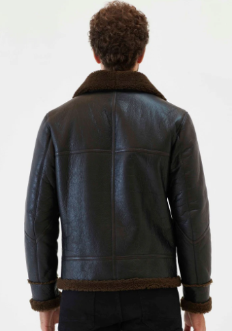 Men's Brown Sheepskin Leather Jacket In Black