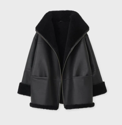 Women's Black Sheepskin Bomber Leather Jacket