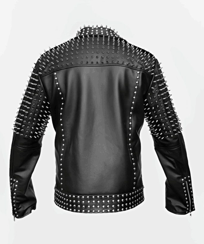 Men's Black Studded Biker Leather Jacket