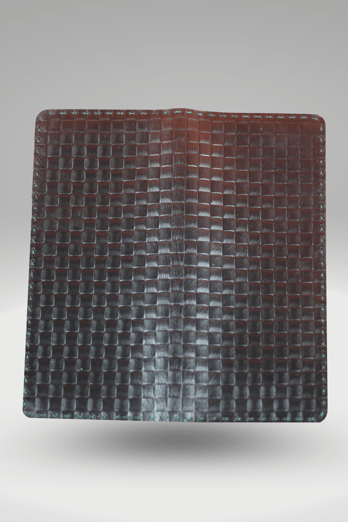 Unisex Genuine Cowhide Leather Wallet With Weaving Texture In Black