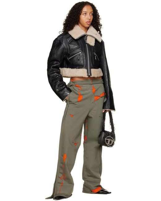 Women's Shearling Leather Jacket In Black