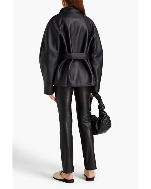 Women's Shearling Leather Jacket With Belted Waist