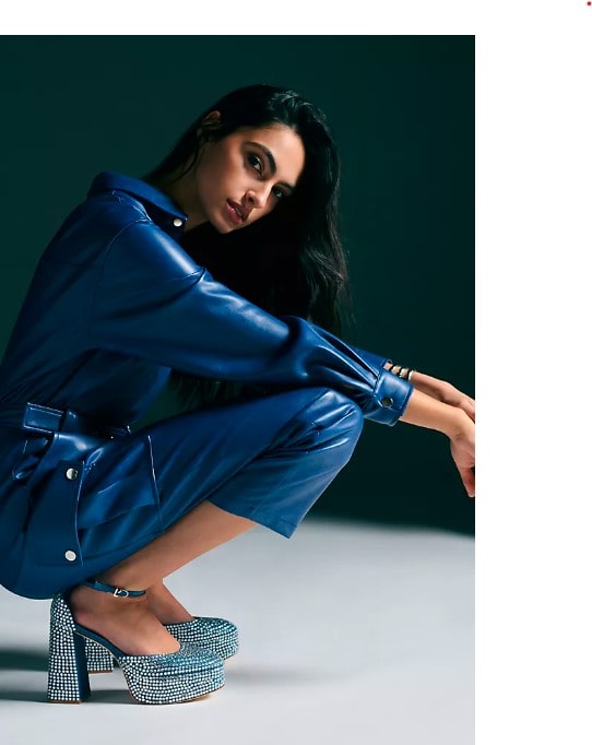 Women's Bodycon Leather Jumpsuit In Blue