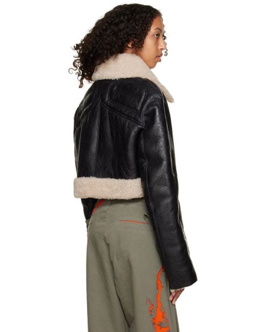 Women's Shearling Leather Jacket In Black