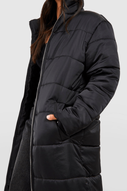 Arcane Fox - Women's Puffer Trench Oversized Coat In Black