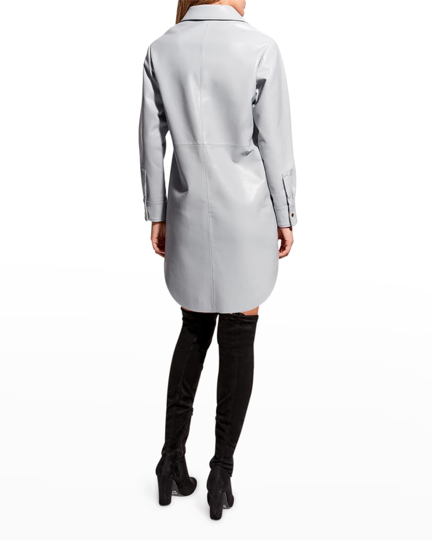 Women's Long Leather Shirt In Gray