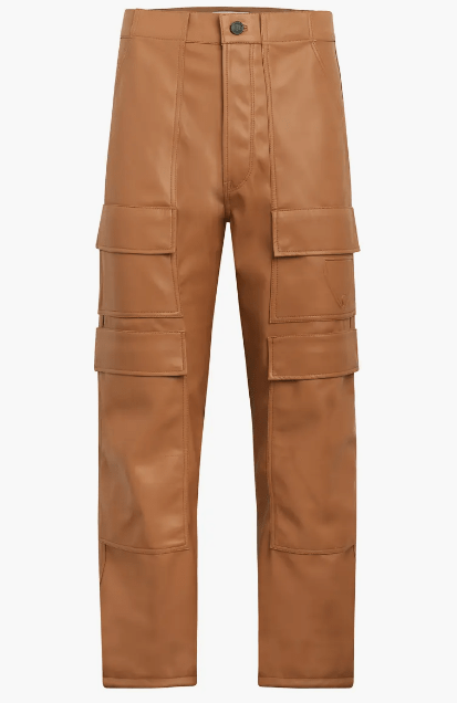 Men's Leather Cargo Pant In Brown