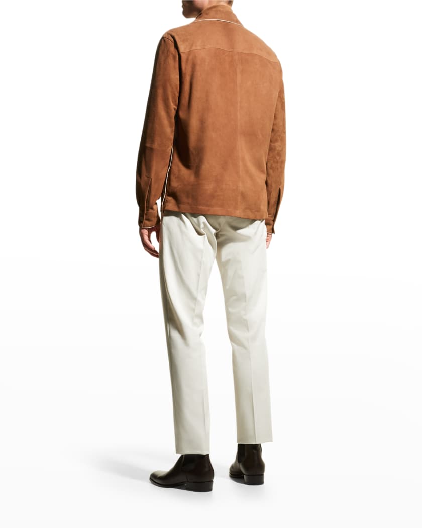 Men's Suede Leather Shirt In Brown