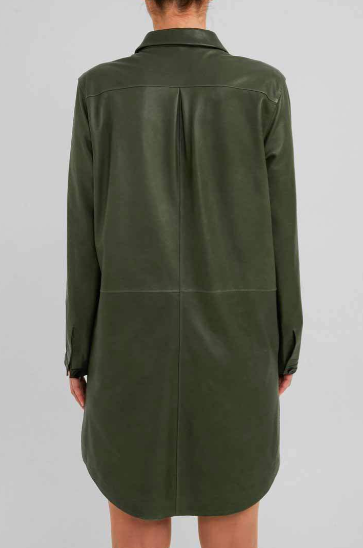 Women's Premium Leather Coat In Khaki