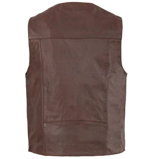 Arcane Fox - Men's Vintage Biker Leather Vest In Dark Brown