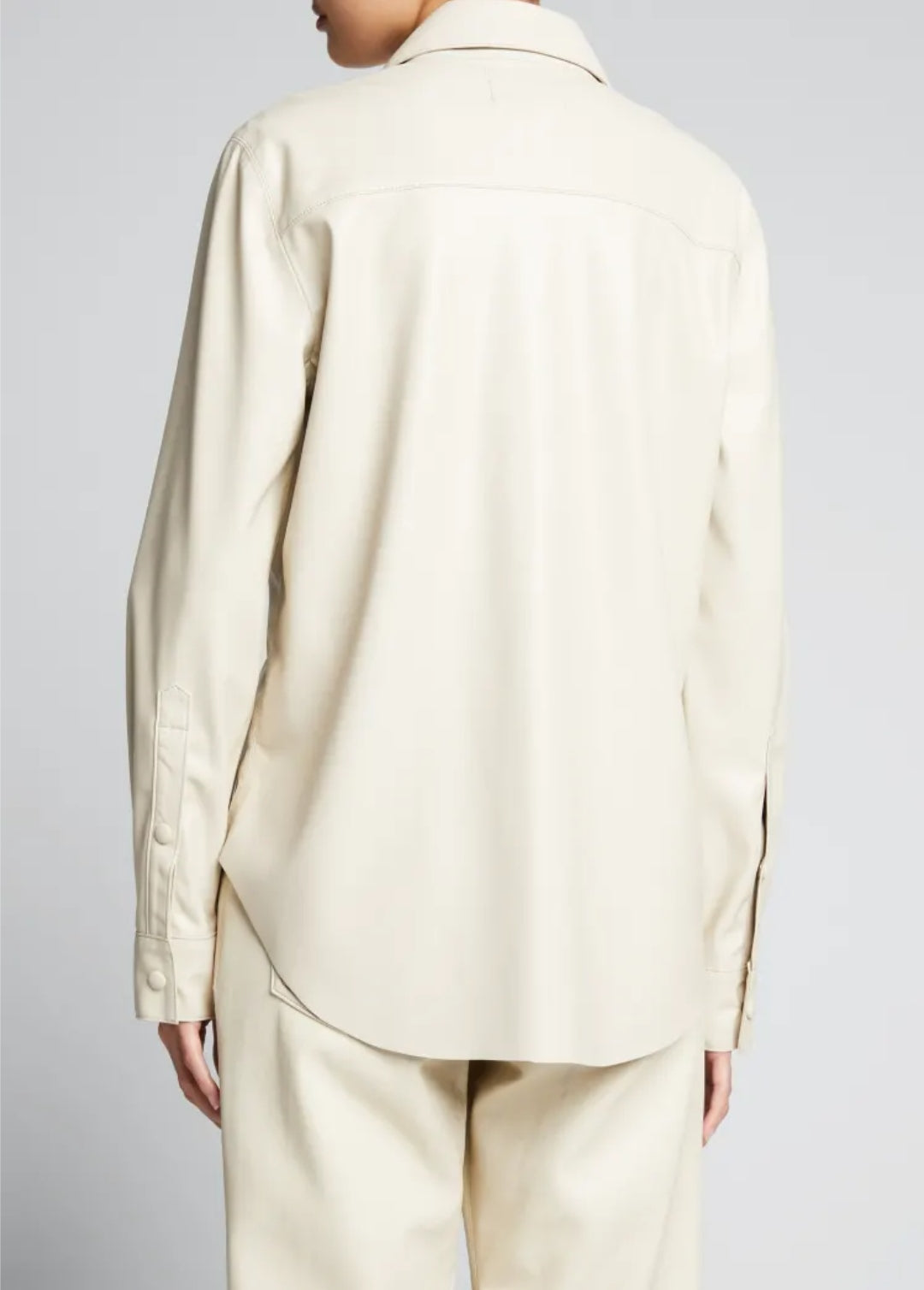 Women's Full Sleeve Leather Shirt In Off White