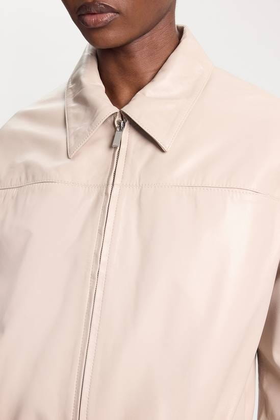Women's Off White Scuba Leather Jacket - Arcane Fox
