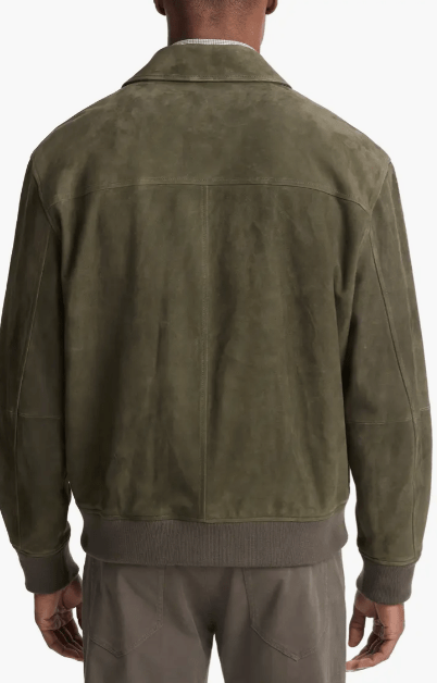 Men's Bomber Suede Leather Jacket In Khali