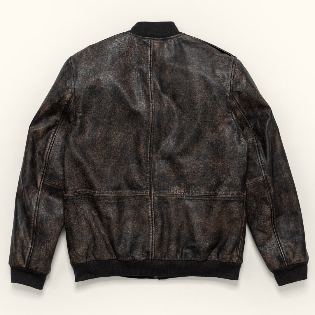 Men's Bomber Vintage Leather Jacket In Black