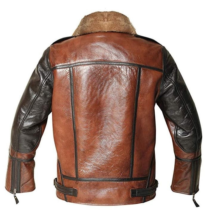 Men's Brown Aviator Fur Leather Jacket