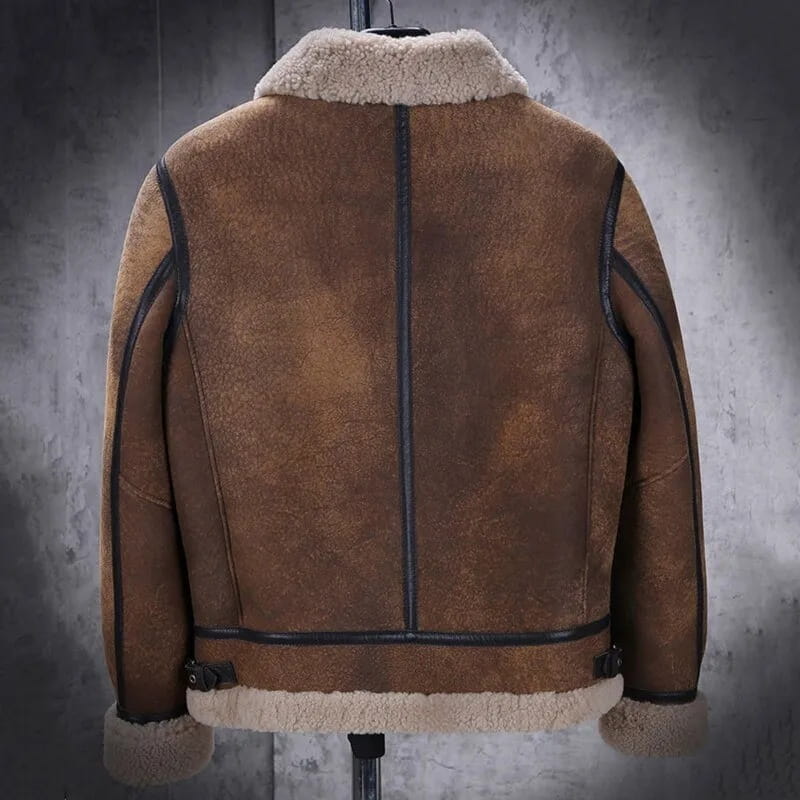 Men's Dark Brown B3 Sheepskin Aviator Leather Jacket - Arcane Fox