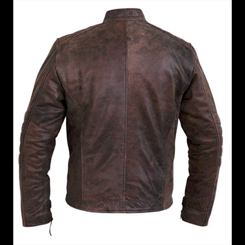 Men's Dark Brown Biker Distressed Leather Jacket
