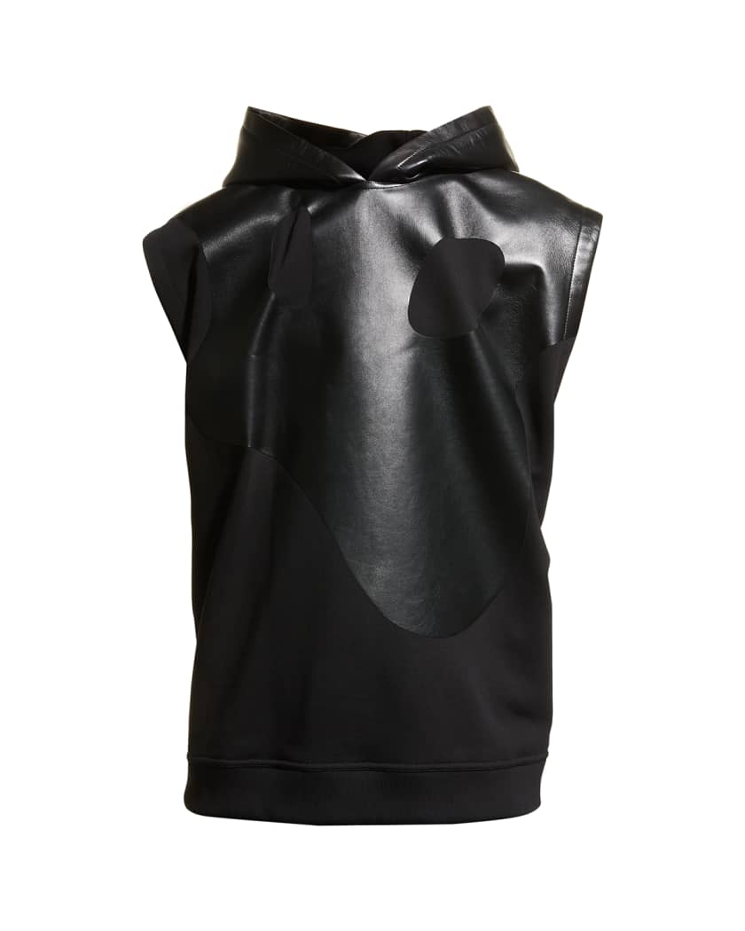 Men's Hooded Leather Shirt In Black