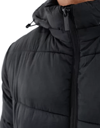 Arcane Fox - Men's Puffer Black Coat With Hood
