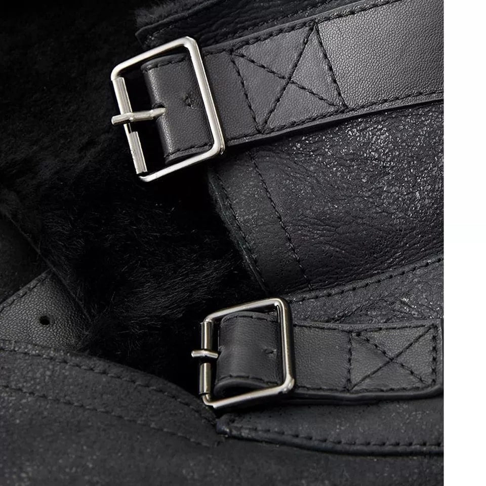 Men's Shearling Coat In Black