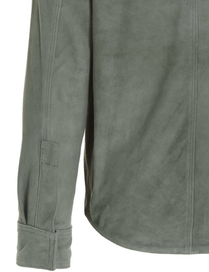 Men's Suede Leather Shirt In Smoke Gray