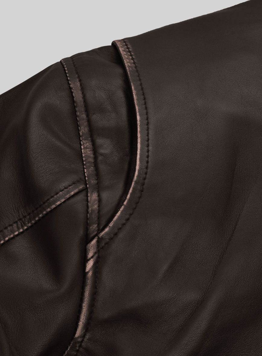 Men's Motorcycle Vintage Leather Jacket In Coffee Brown