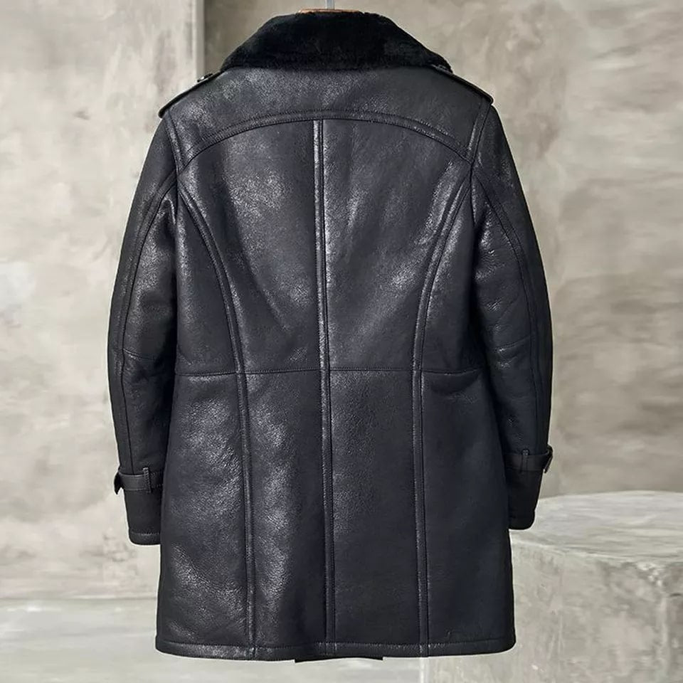 Men's Shearling Coat In Black