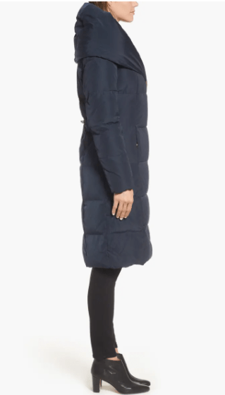 Arcane Fox - Women's Trench Puffer Coat In Dark Blue