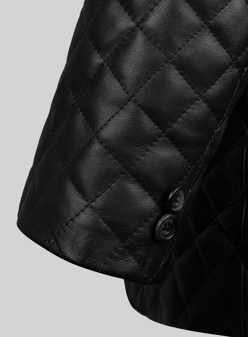 Men's Black Quilted Leather Blazer