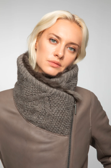 Women's Fur Shearling Leather Coat In Brown