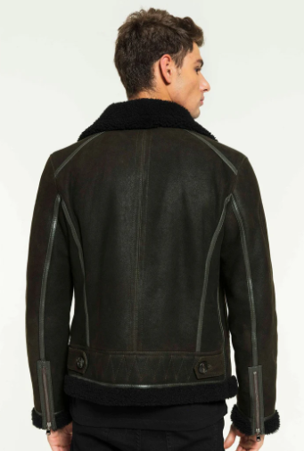 Men's Aviator B3 Shearling leather jacket In Dark Brown