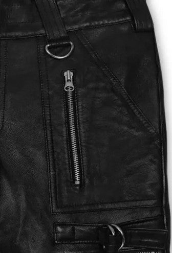 Men's Black Biker Leather Pant