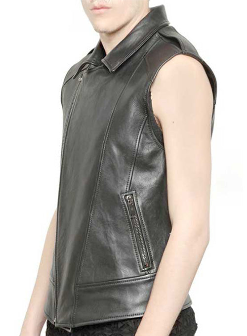 Arcane Fox - Men's Black Biker Leather Vest