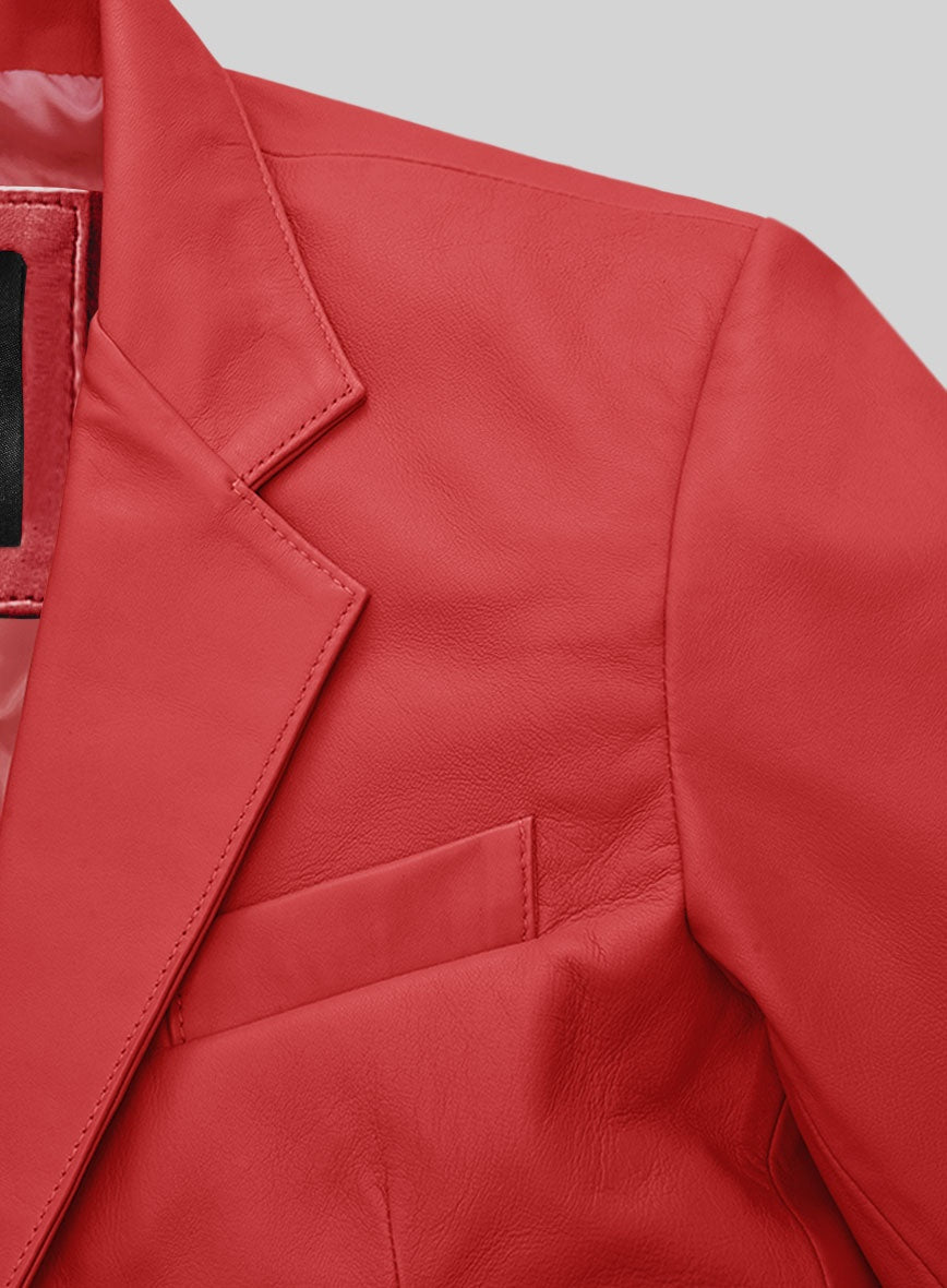 Men's Red Leather Blazer