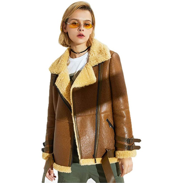 Arcane Fox - Women's B3 Sheepskin Leather Jacket In Brown