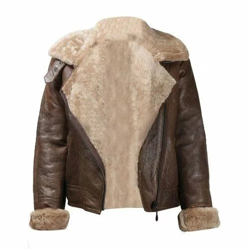 Women's Brown Sheepskin Fur Leather Jacket