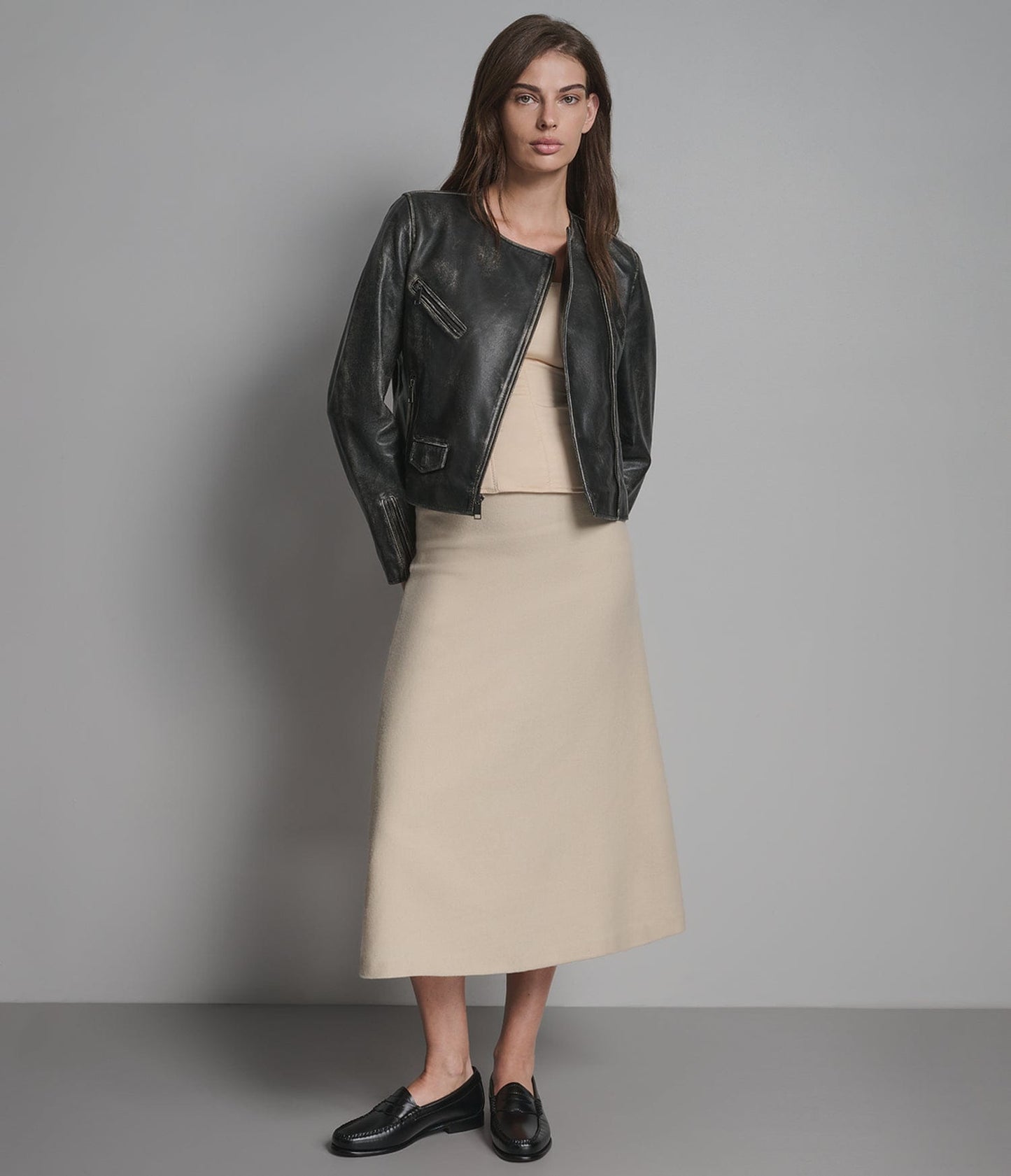 Women's Distressed Vintage Leather Jacket In Black - Arcane Fox