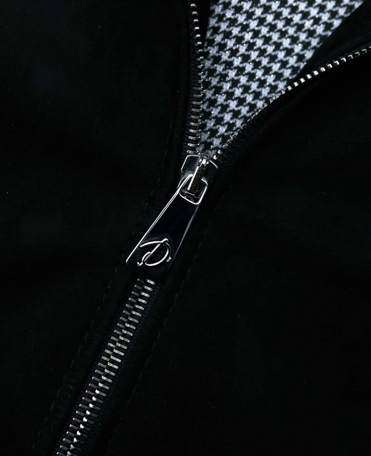 Women's Suede Bomber Leather Jacket In Black