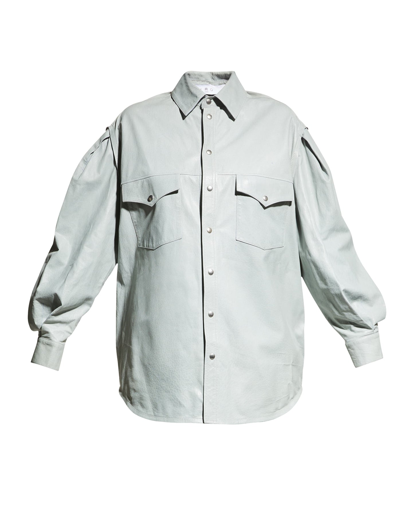 Women's Oversized Trucker Leather Shirt In Gray
