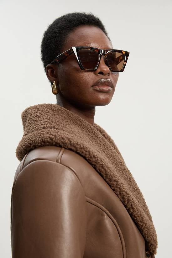 Women's Sheepskin Shearling Brown Leather Jacket