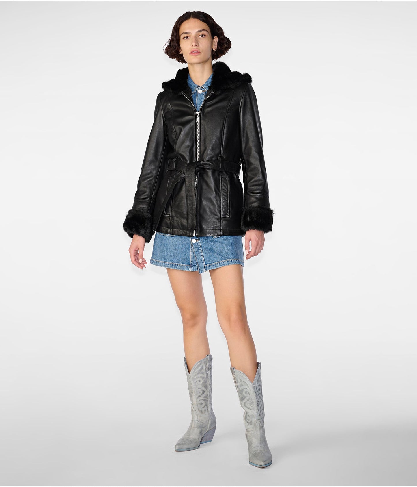 Women's Black Shearling Leather Jacket