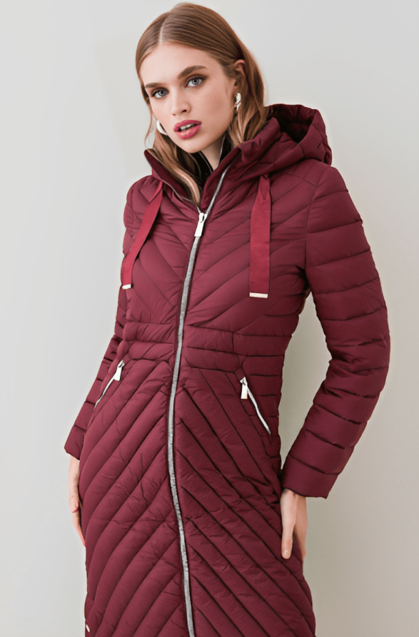 Women's Puffer Trench Coat In Ox Red