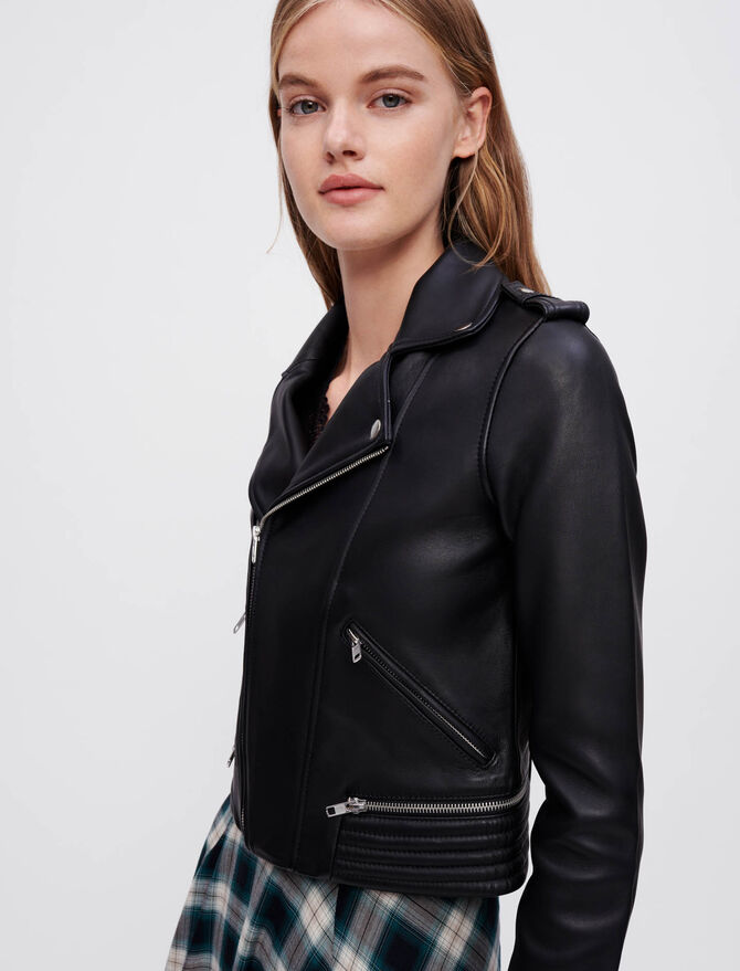 Women's Trendy Leather Biker Jacket In Black