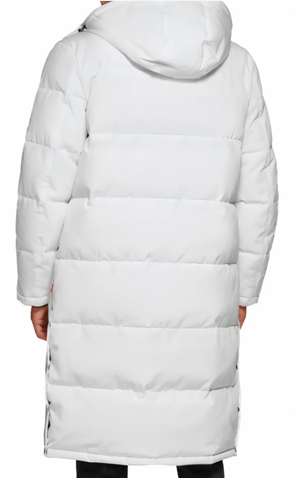 Men's Trench Puffer Coat In White With Hood