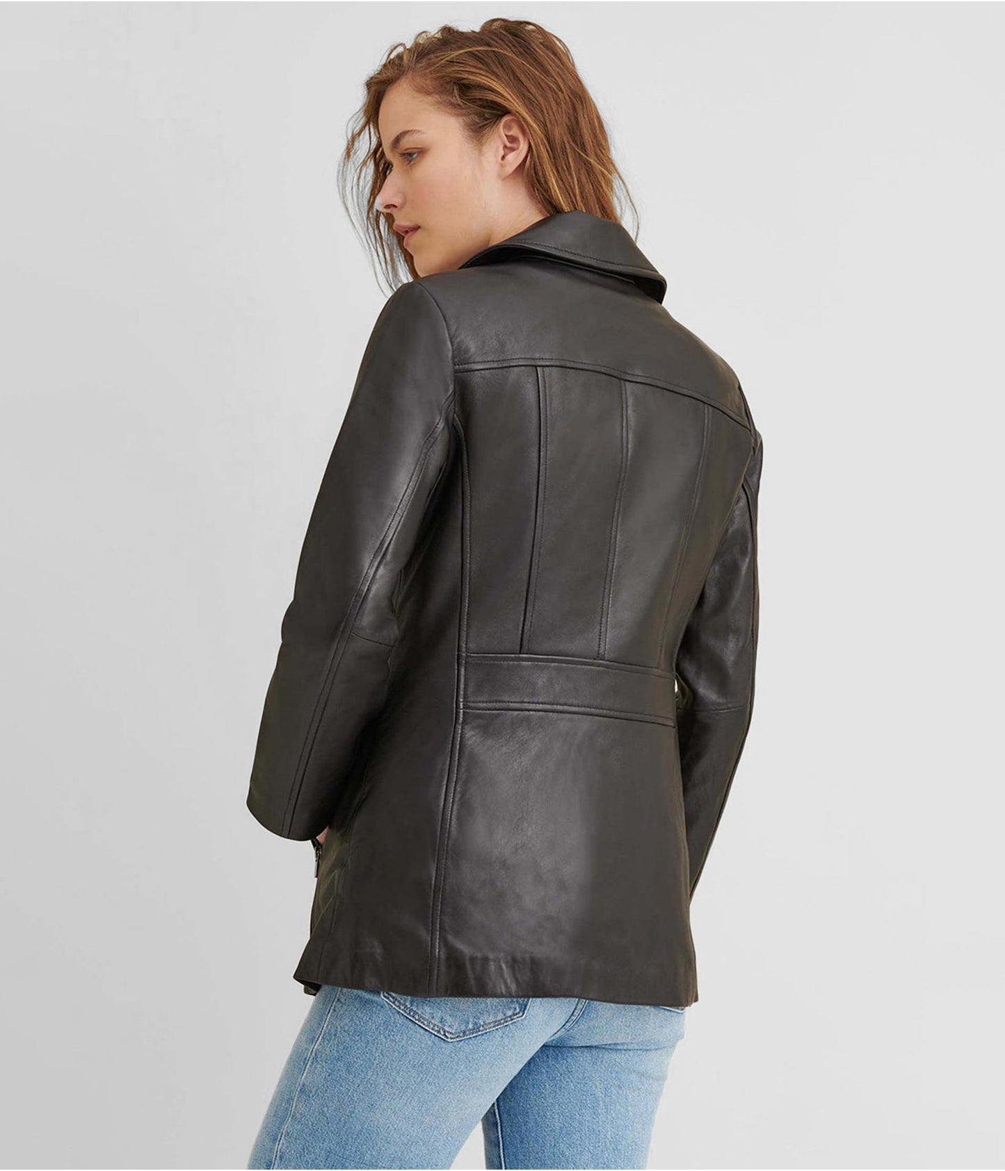 Women's Black Leather Scuba Jacket