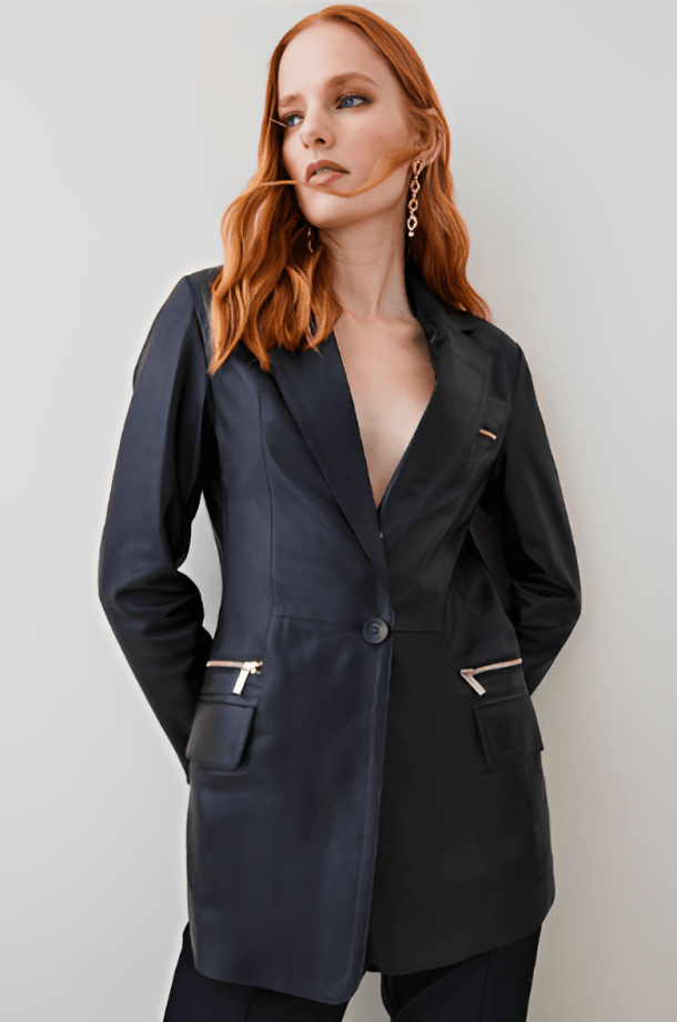 Women's Black Leather Blazer