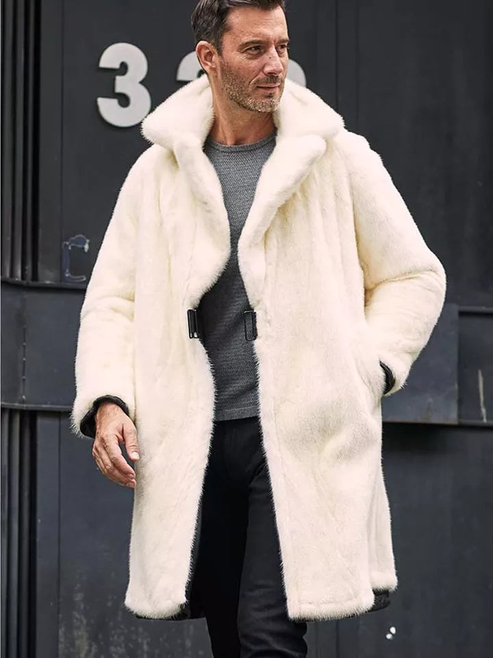 Men's Double Sided Shearling Leather Coat In Matte Black