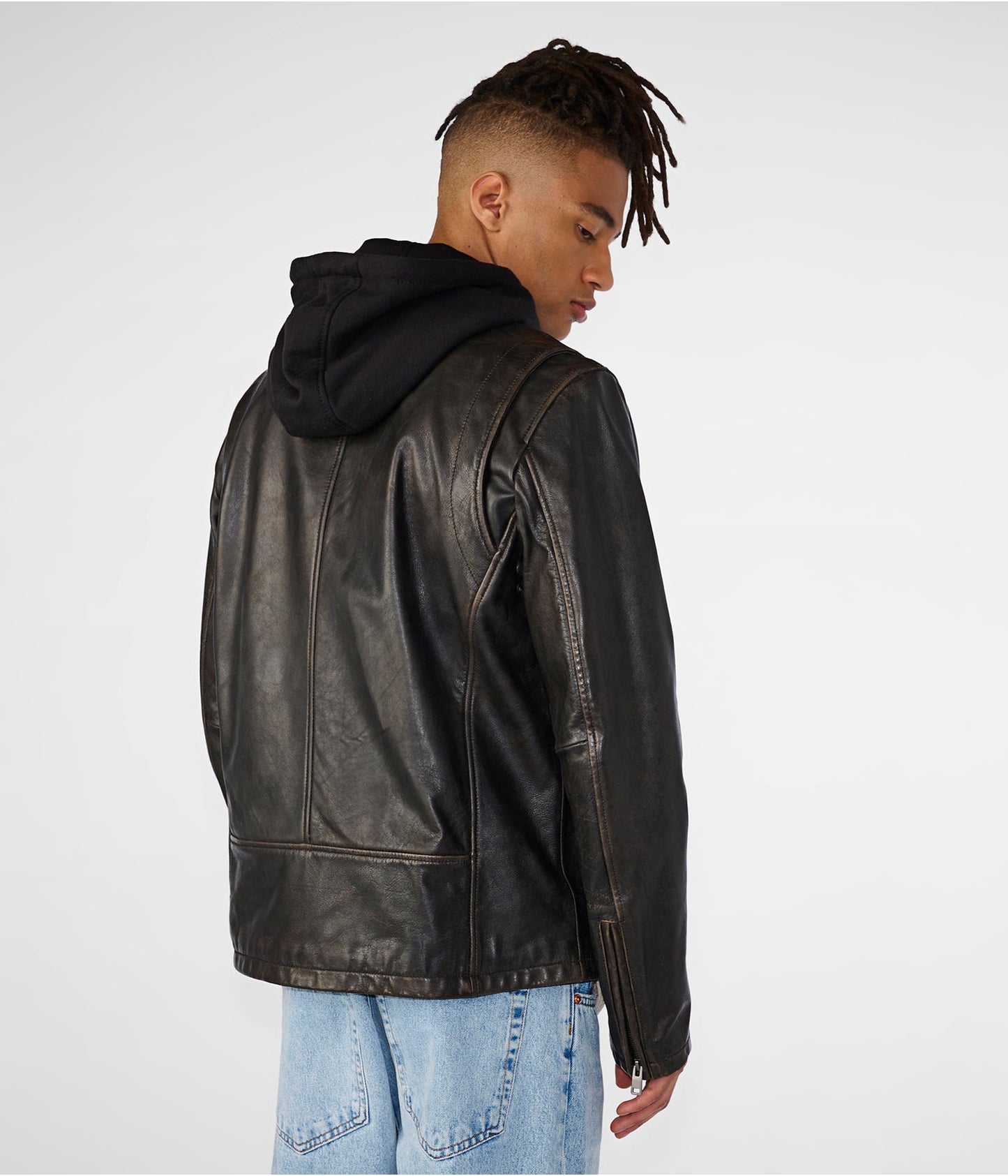 Men's Black Cafe Racer Leather Jacket