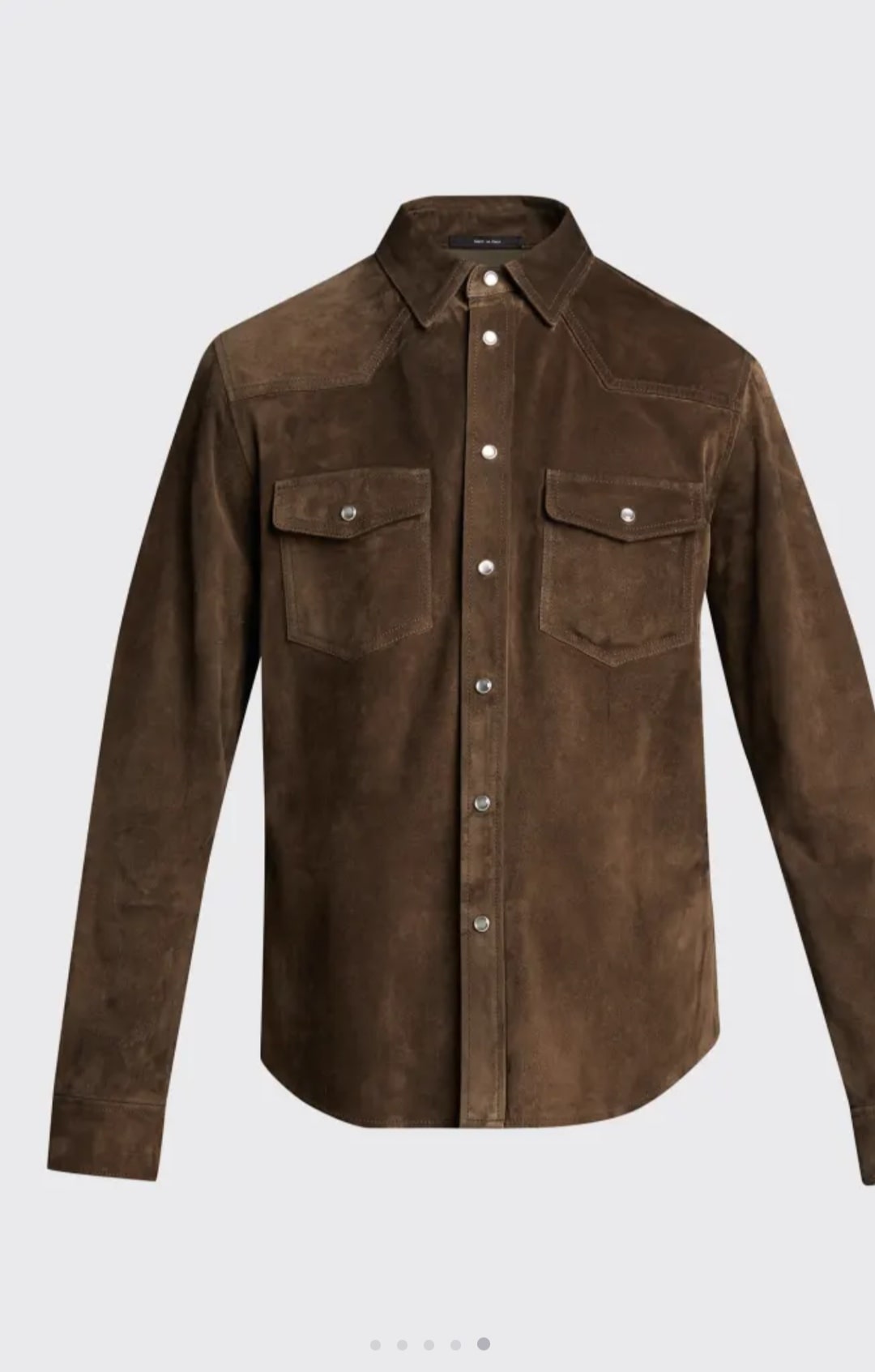 Men's Suede Leather Shirt In Chocolate Brown