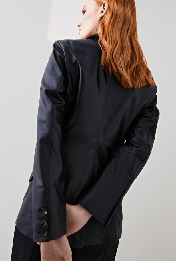 Women's Black Leather Blazer
